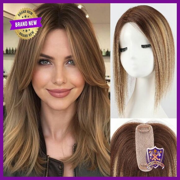 4.5x1.5 Inch Silk Base Human Hair Topper for Thinning Hair main image 5